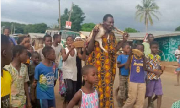 Goat thief paraded through community carrying his booty