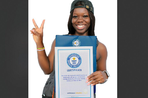 PHOTOS: Guinness World Records confirms Ghana’s Felicity Asantewaa is Wash-car-a-thon record holder