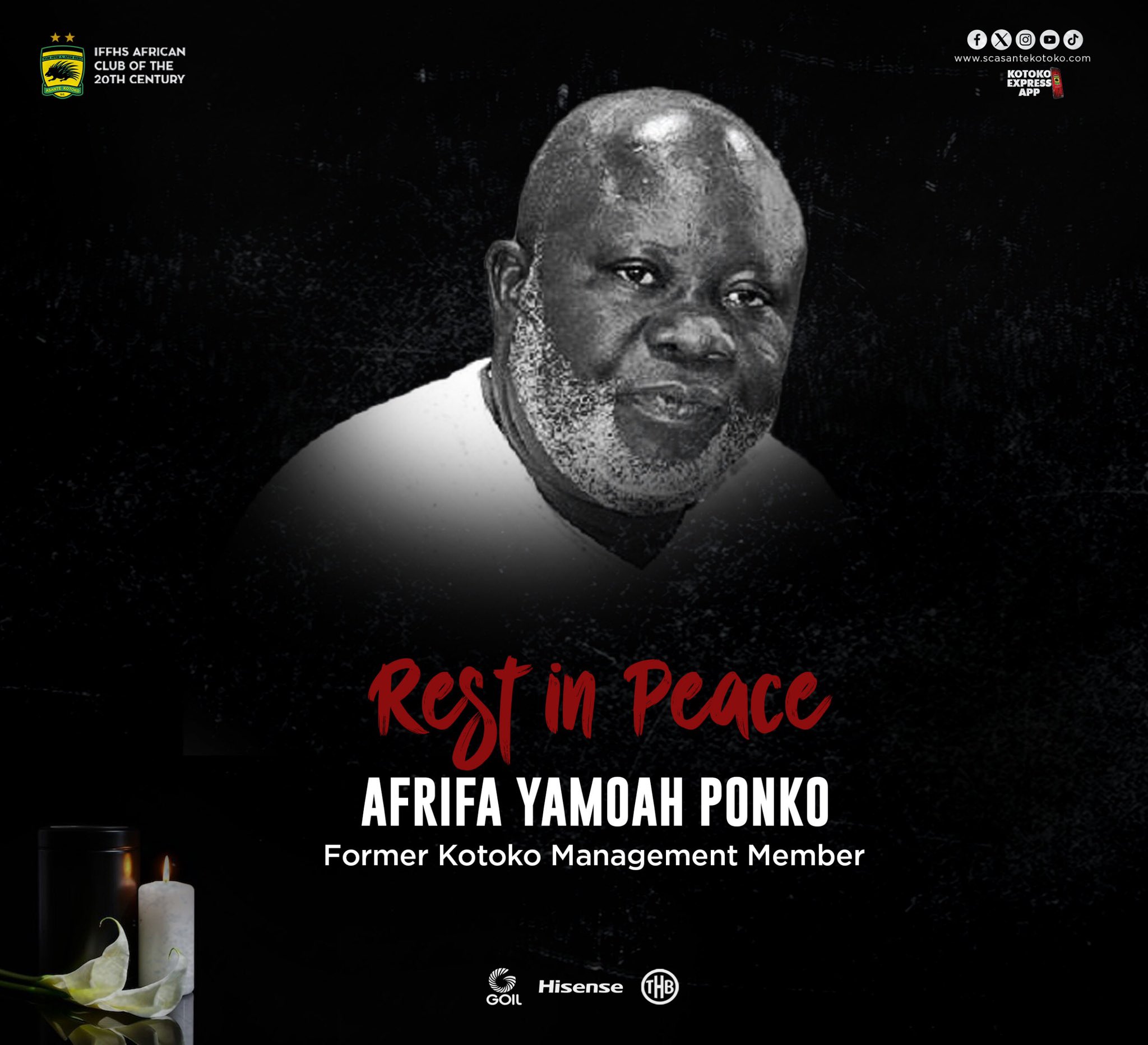 Asante Kotoko mourns former management member Afrifa Yamoah Ponko