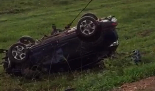 Saloon car overturns on Motorway; passengers escape death