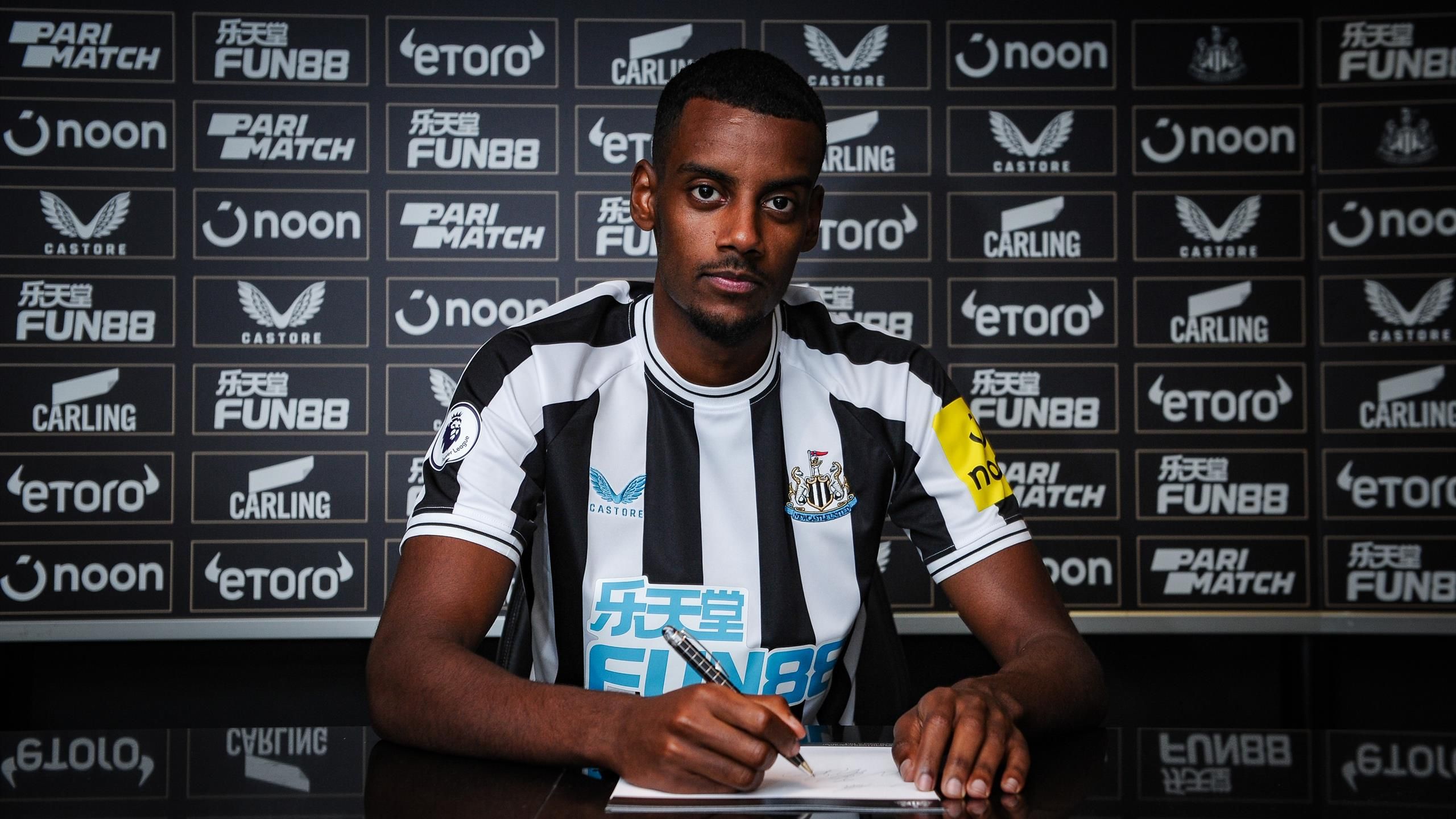 Newcastle United supporters hold up Eritrean flag to honour star striker Alexander Isak