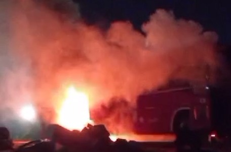 Techiman-bound O.A. bus catches fire at Nsawam