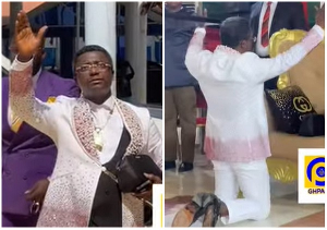 Watch Opambour’s ‘majestic’ church arrival during President Mahama’s visit