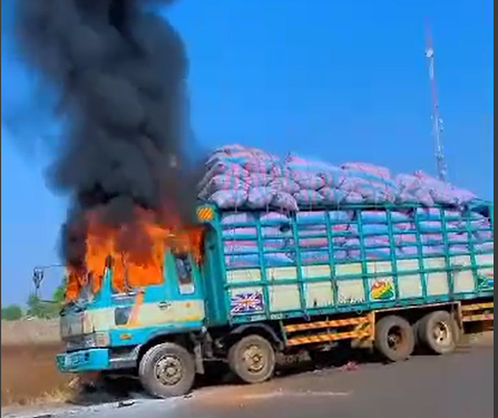 Unknown gunmen attack and burn truck in Walewale