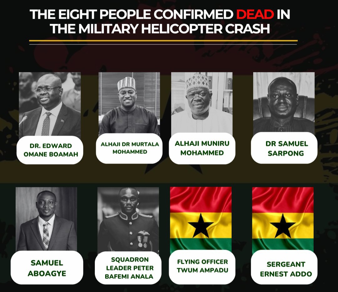 Gov’t announce 3 days of national mourning for helicopter crash victims