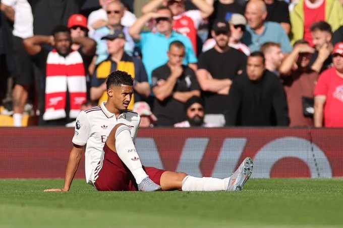 Saliba to miss three weeks for Arsenal after sustaining ankle injury
