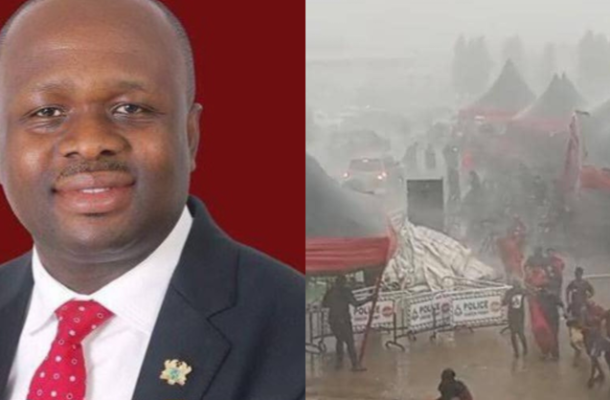 Rainstorm disrupts Omane Boamah’s funeral in Koforidua [photos]