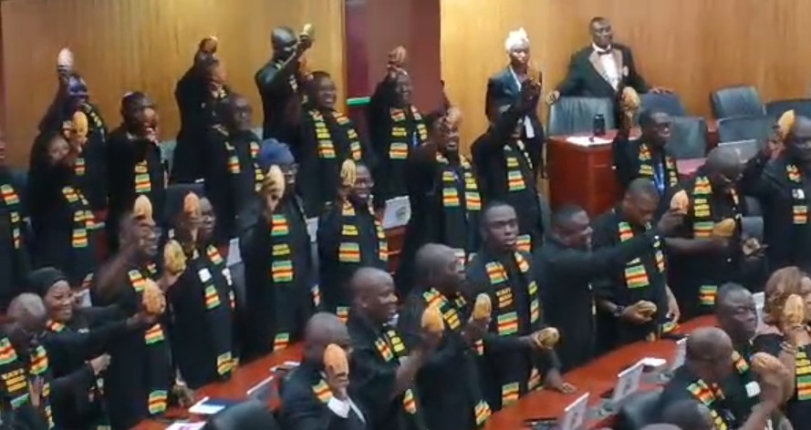 Minority ambushes Mahama with cocoa pods during SONA