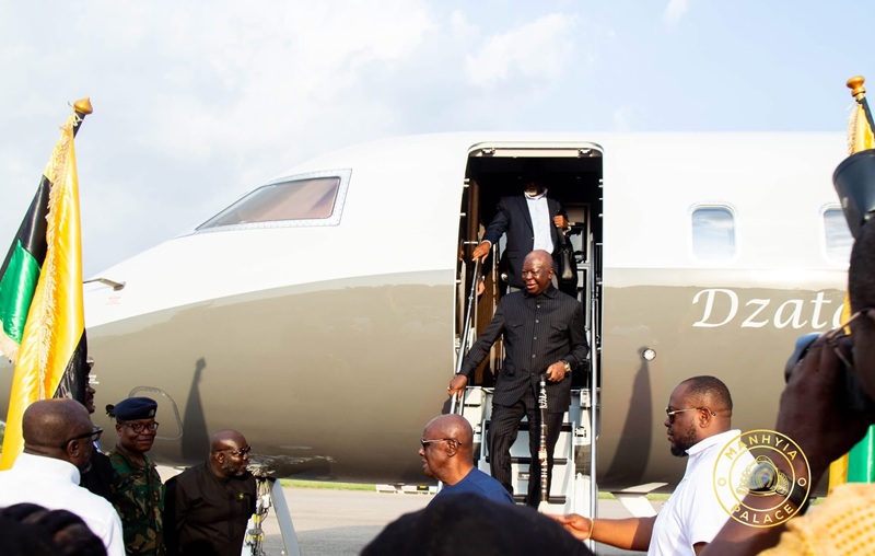 Ibrahim Mahama’s jet flies Asantehene home in grand return from Pretoria