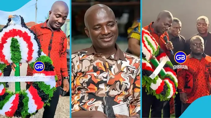 Appiah Stadium pays emotional tribute to Sammy Gyamfi’s father-in-law with NDC-branded wreath