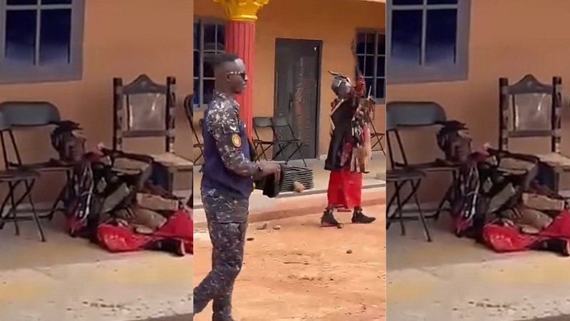 VIDEO: Machete-wielding traditionalist shot during standoff with police at Agona Amenfi VIDEO: Machete-wielding traditionalist shot during standoff with police at Agona Amenfi